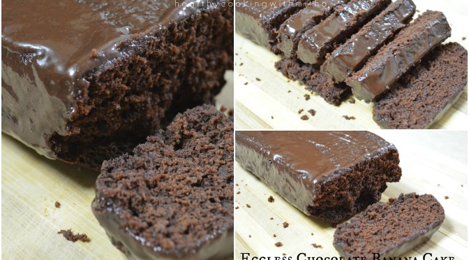 Eggless Chocolate Banana cake, using wheat flour and Jaggery